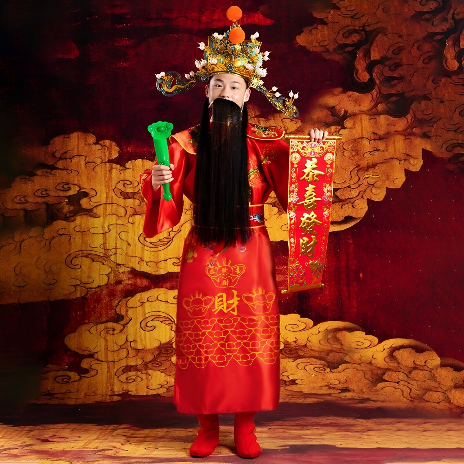 财神爷服装新年迎新戏剧表演吉祥物活动演出全套古装年会道具成人