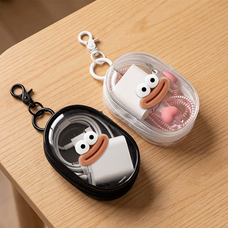 透明外出数据线收纳包充电器收纳绕线便携随身外出耳机收纳盒整理包便携收纳透明收纳包