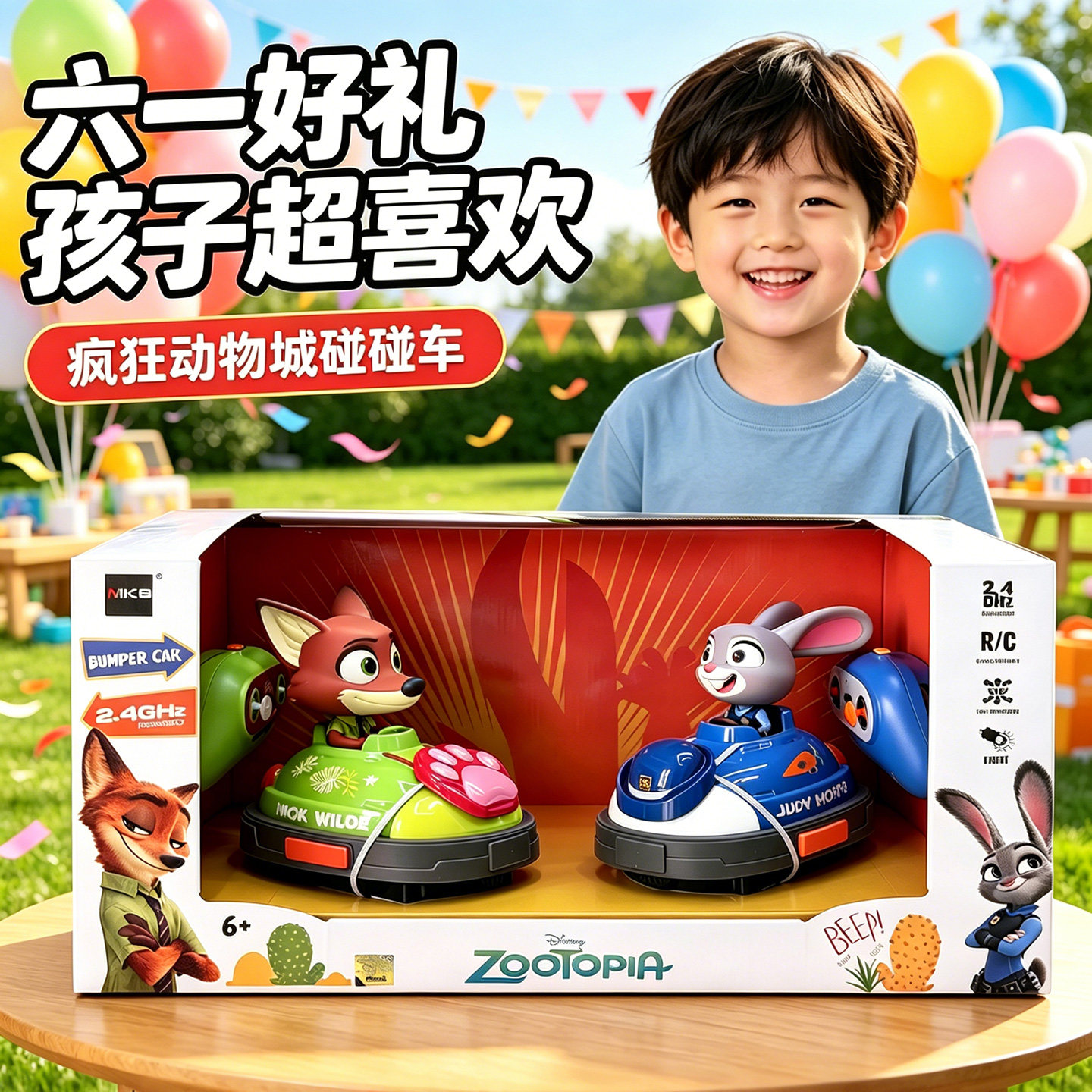 疯狂动物城电动遥控碰碰车玩具