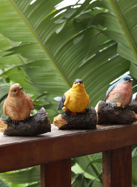 庭院花园布局假鸟人造鸟饰品庭院动物树挂田园风格装饰挂件