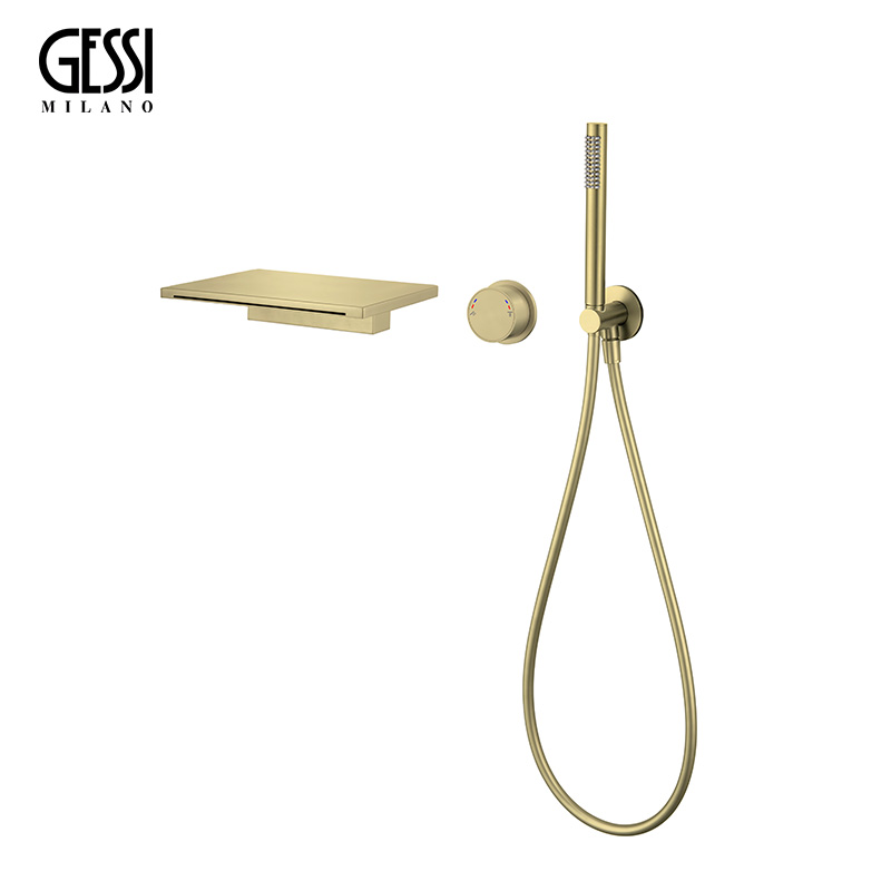 意大利gessi捷仕瀑布淋浴花洒浴缸龙头全铜嵌入式大流量手持花洒