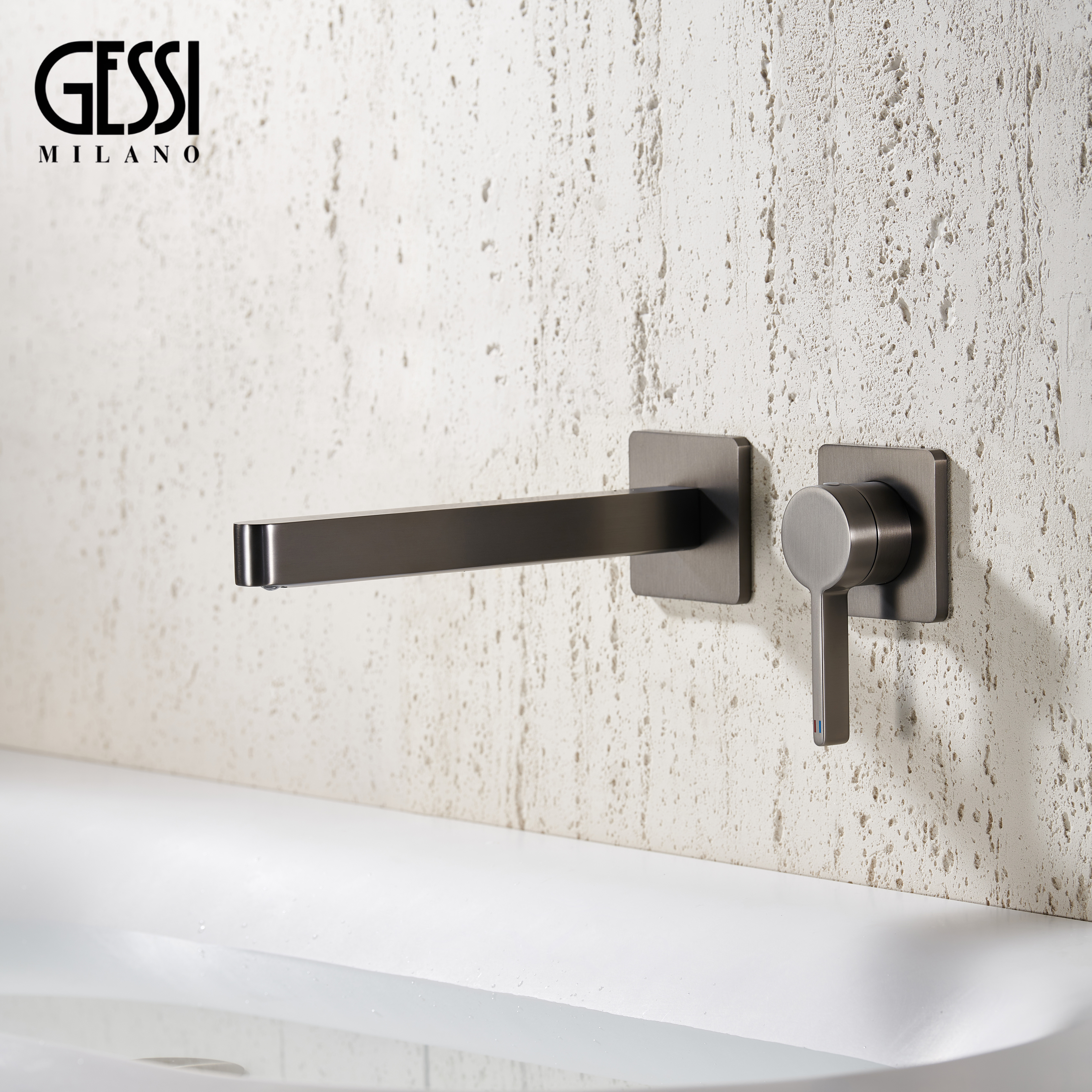 意大利GESSI暗装入墙式极简冷热龙头浴室全铜面盆隐藏嵌入水龙头