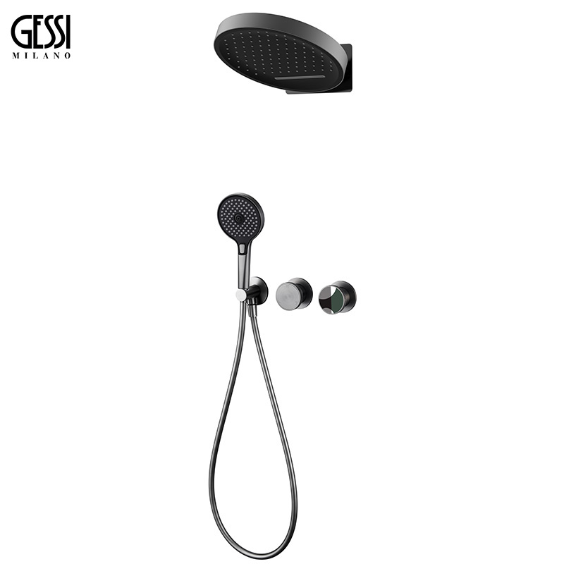 意大利Gessi暗装花洒预埋内嵌入墙式极简风大水量淋浴花洒套装铜
