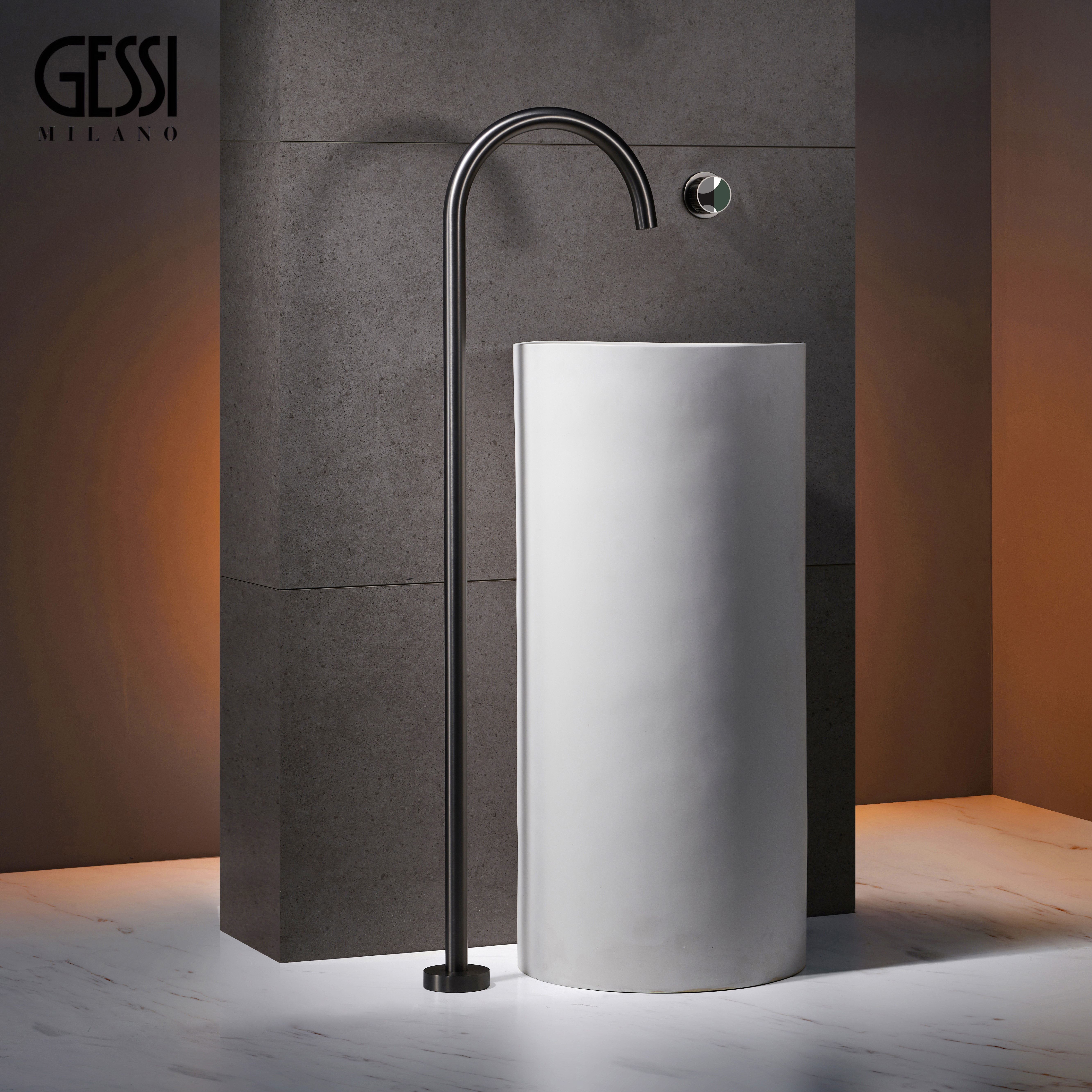 意大利GESSI浴缸龙头入墙式冷热缸边立柱预埋暗装全铜面盆水龙头