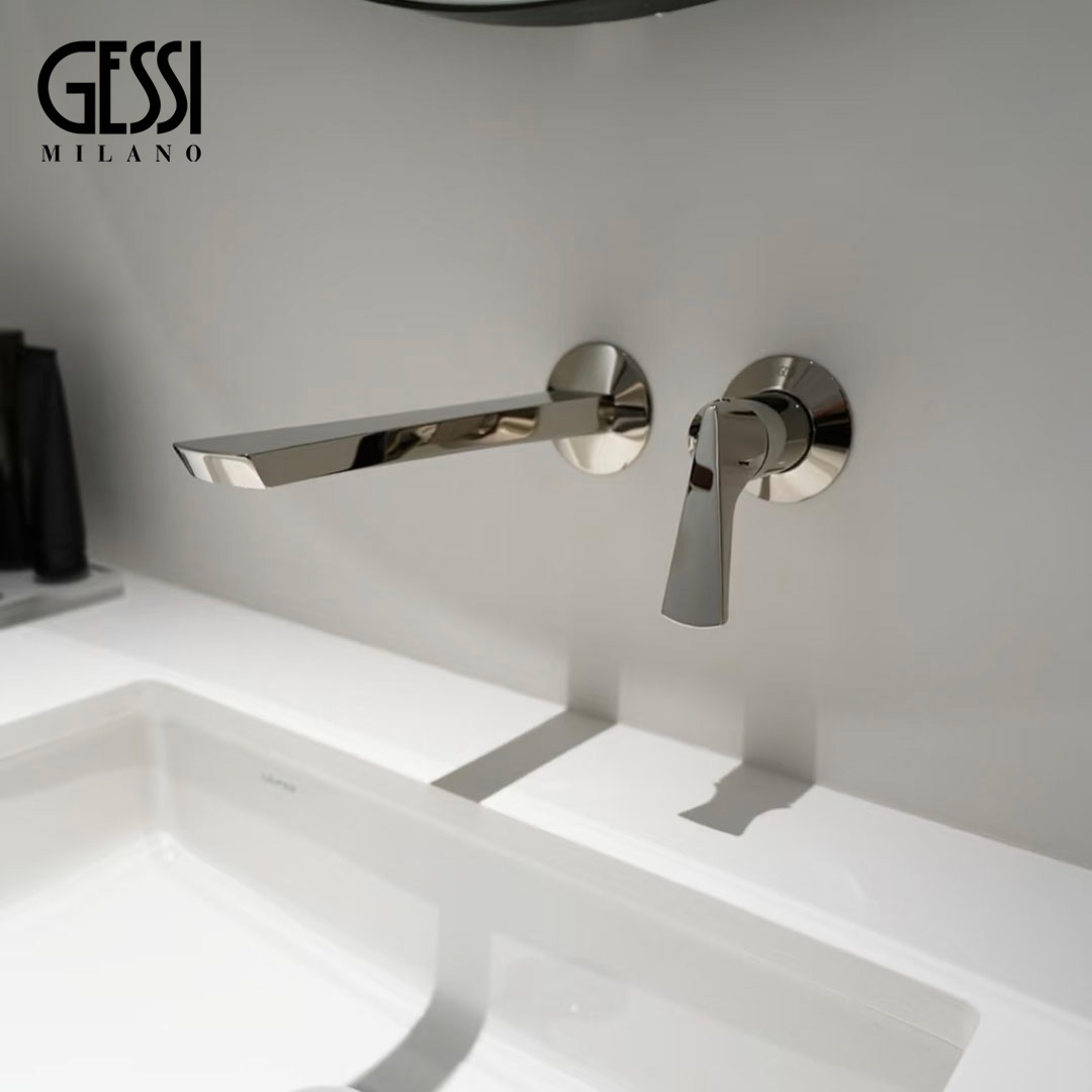 意大利GESSI水龙头暗装嵌入墙式全铜冷热拉丝玫瑰金台盆艺术龙头