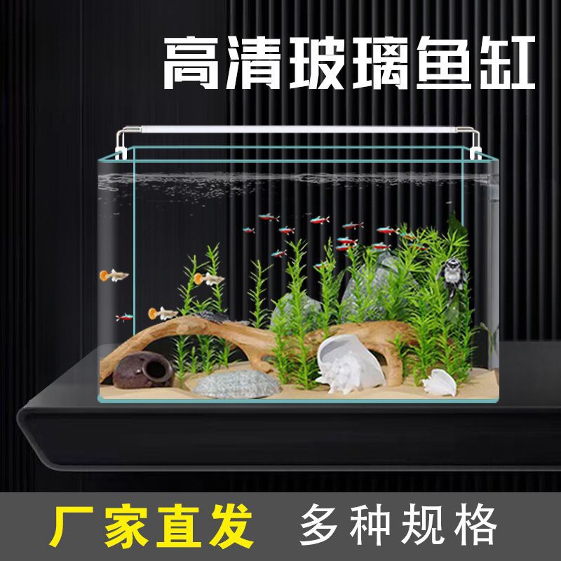 超白热弯玻璃生态鱼缸小型家用