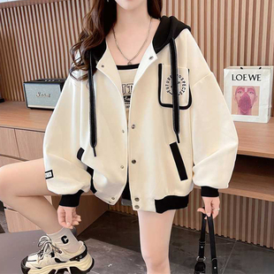 胖女大童连帽外套胖女孩加肥加大褂子初中生青少年春装胖女童上衣