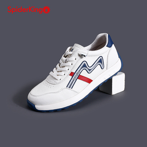 蜘蛛王男士鞋2025春季皮面休闲运动鞋透气鞋跑步鞋真皮户外德训鞋