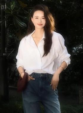 ROUMIKL法式设计感小众白色衬衫外套女2025年秋季新款显瘦高级感