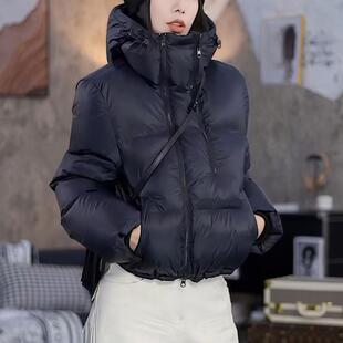ROUMIKL欧货女装双拉链设计感保暖连帽服短外套秋冬时尚百搭面包