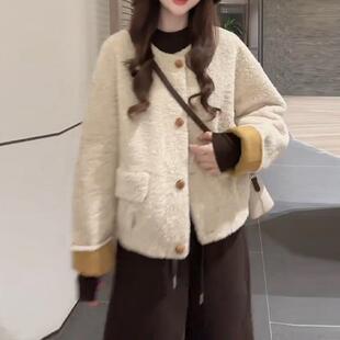 ROUMIKL网红炸街时尚撞色小香风外套女装冬季穿搭百搭大衣女小个