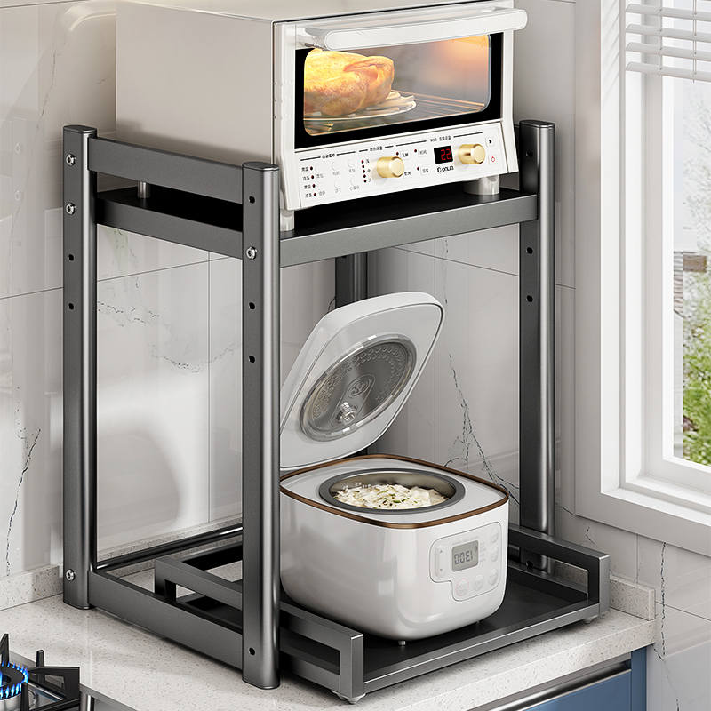 抽拉式微波炉置物架厨房台面放电饭煲烤箱锅架灶台抽屉收纳架子