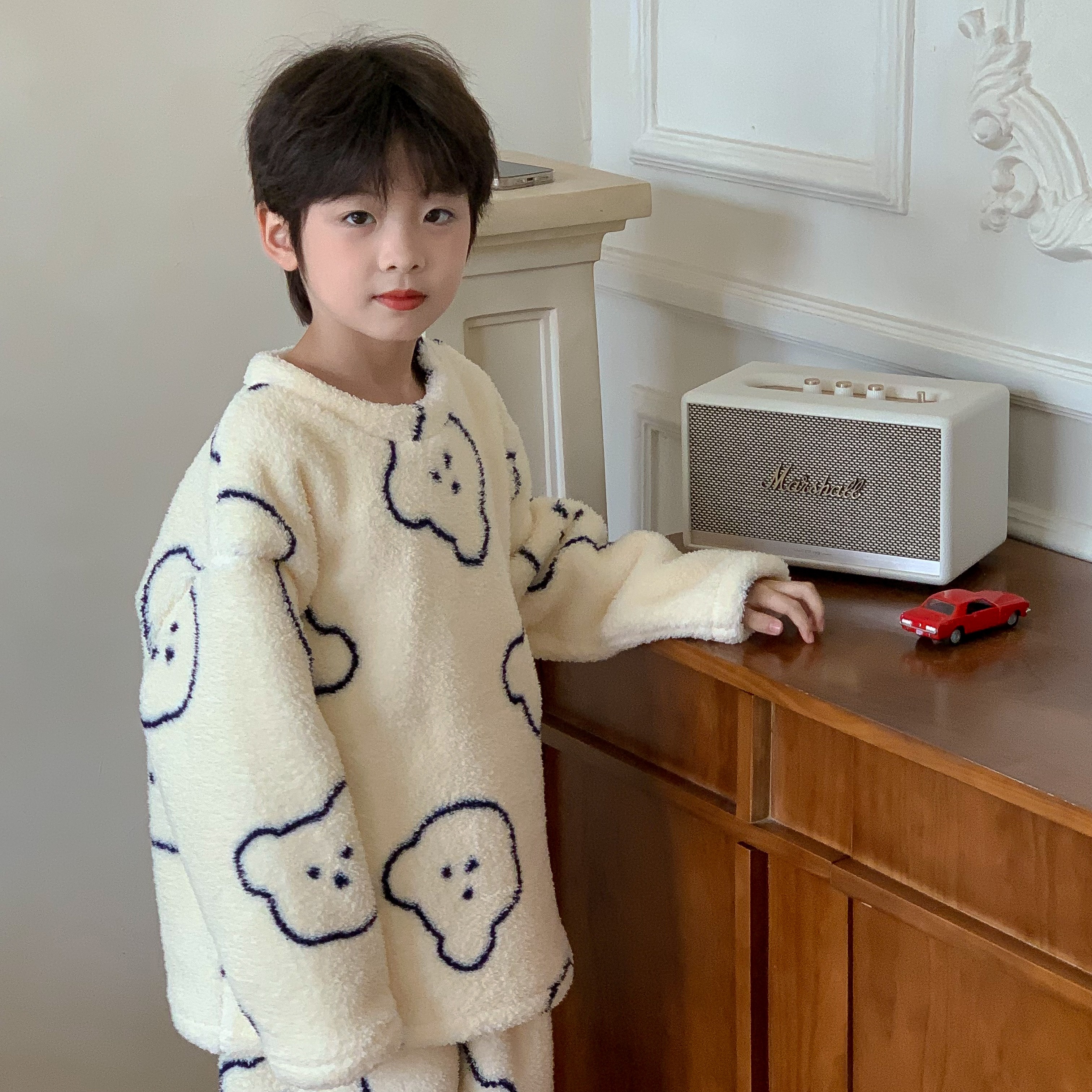 虾酱麻麻珊瑚绒保暖家居服套装