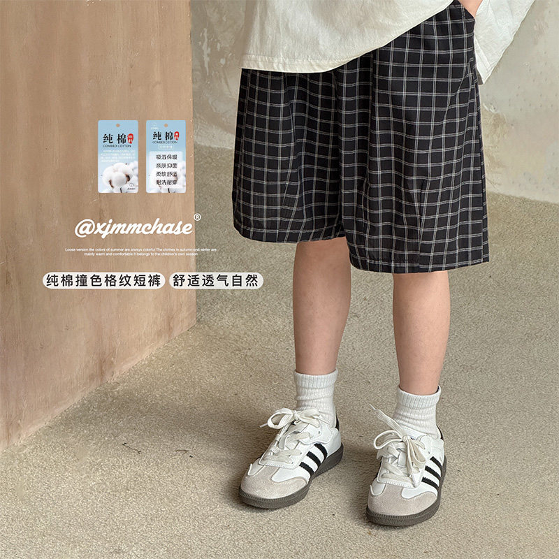 虾酱麻麻男童纯棉裤子夏装2025新款男孩短裤撞色格子儿童五分裤薄,童装/婴儿装/亲子装,裤子,淘宝优惠券,粉丝福利购,淘宝优惠卷