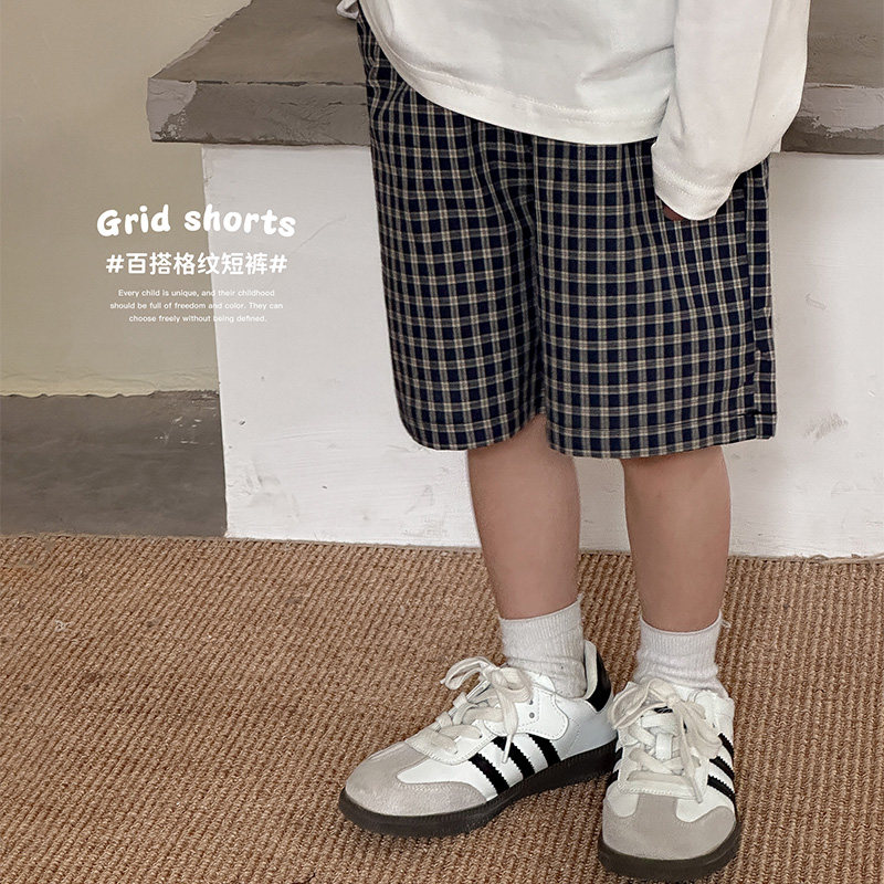 虾酱麻麻男童纯棉裤子春夏装2025新款宝宝短裤撞色格子儿童五分裤,童装/婴儿装/亲子装,裤子,淘宝优惠券,粉丝福利购,淘宝优惠卷