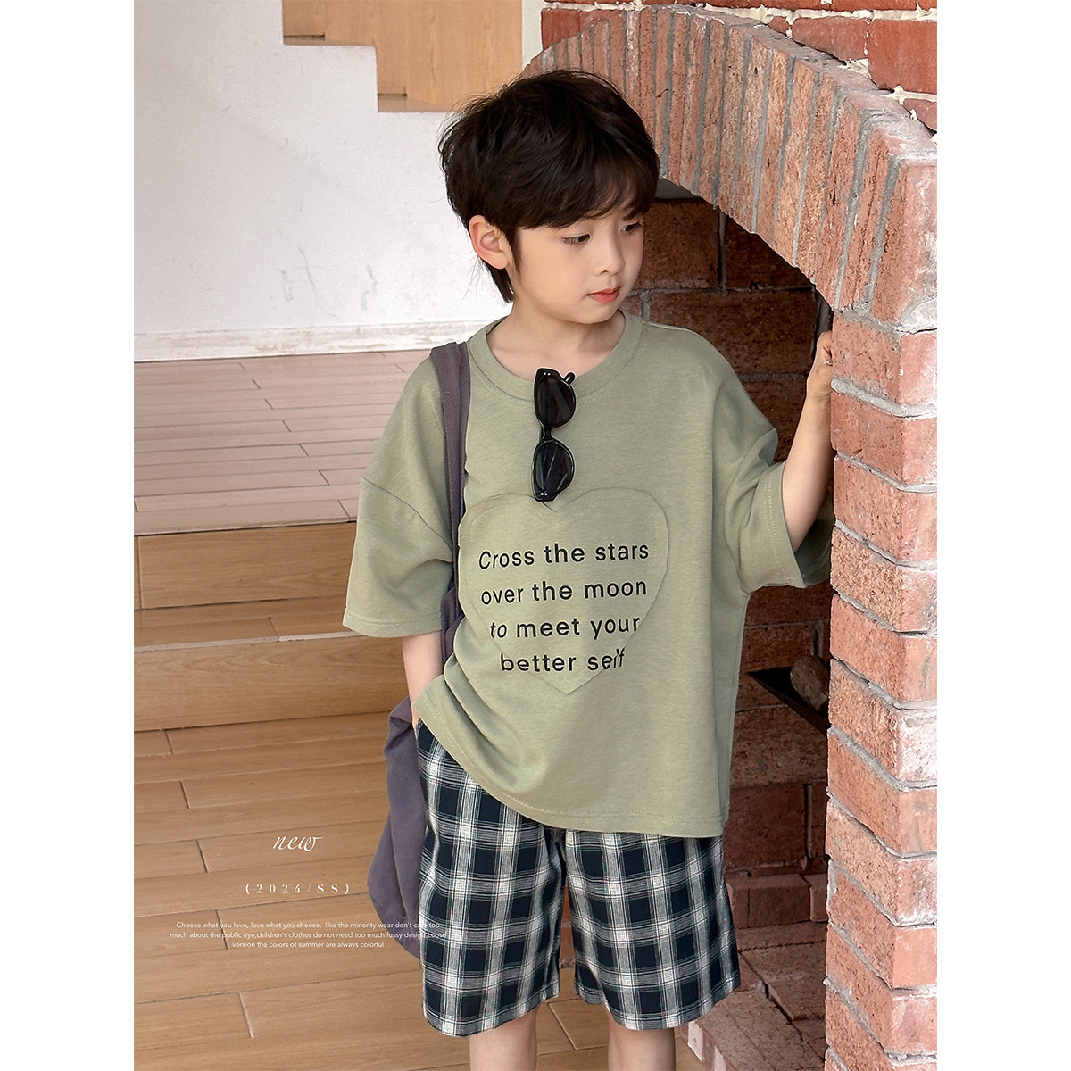 虾酱麻麻男童短袖t恤夏装2025新款中大童字母印花儿童绿爱心上衣,童装/婴儿装/亲子装,T恤,淘宝优惠券,粉丝福利购,淘宝优惠卷