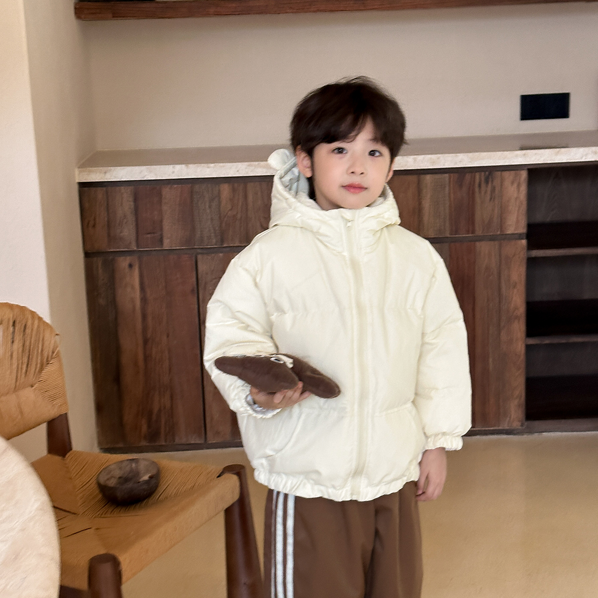 虾酱麻麻杜邦三防熊耳朵羽绒服