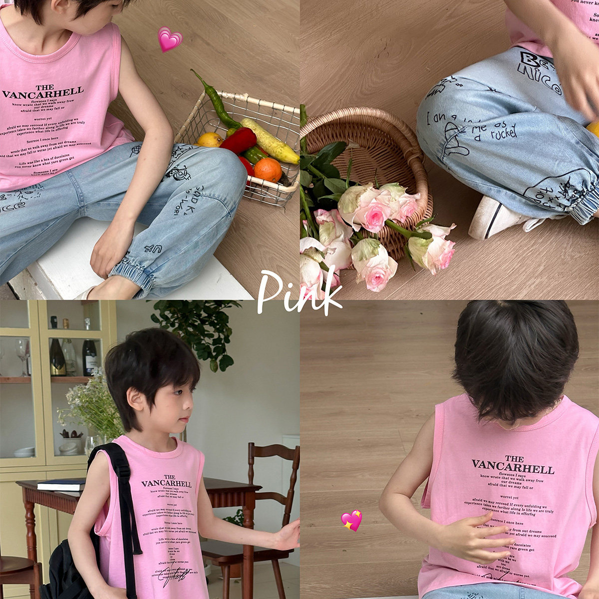 虾酱麻麻男童背心夏季薄款2025新款中大童上衣字母儿童装无袖t恤,童装/婴儿装/亲子装,背心吊带,淘宝优惠券,粉丝福利购,淘宝优惠卷