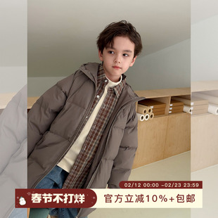 虾酱麻麻男童保暖羽绒服冬装2025新款男孩90白鸭绒连帽儿童装外套