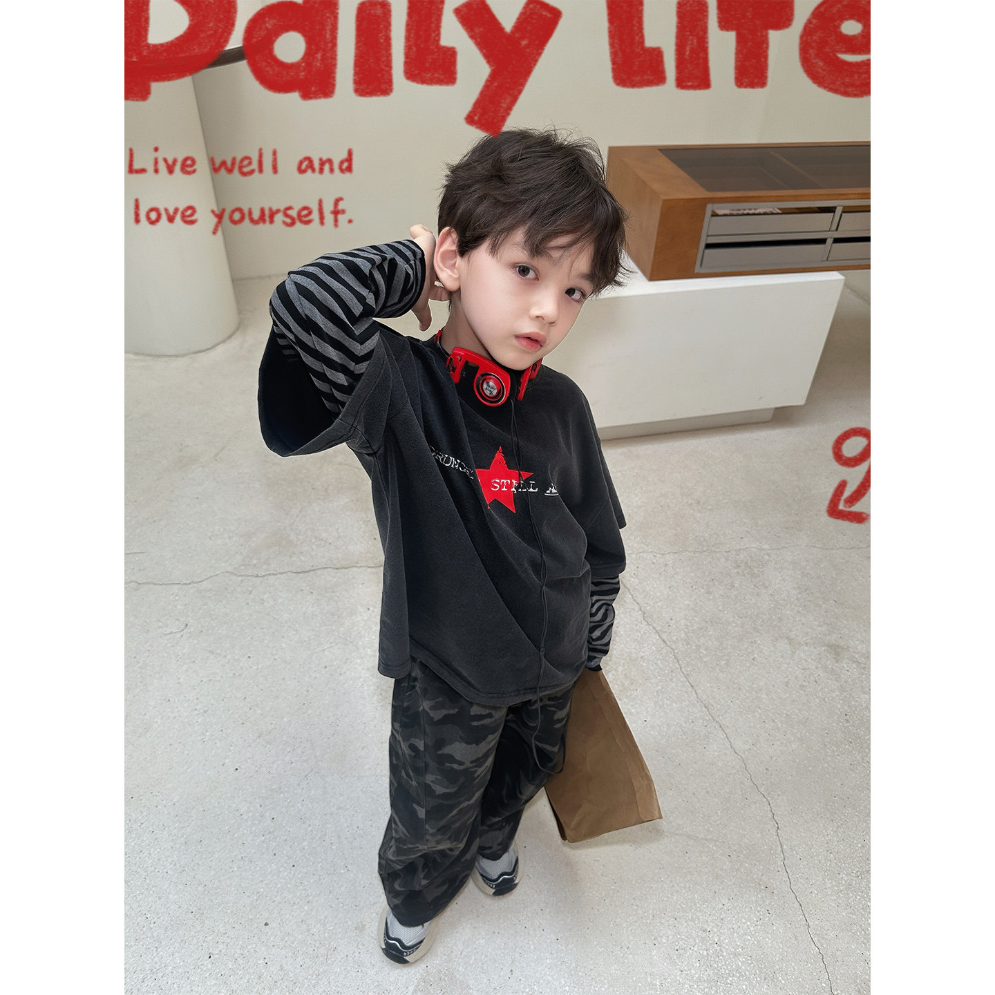 虾酱麻麻男童长袖t恤春秋装2026新款假两件上衣洋气韩范儿童体恤,童装/婴儿装/亲子装,T恤,淘宝优惠券,粉丝福利购,淘宝优惠卷