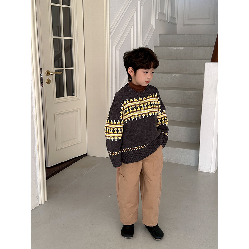 虾酱麻麻卡其色加绒休闲长裤