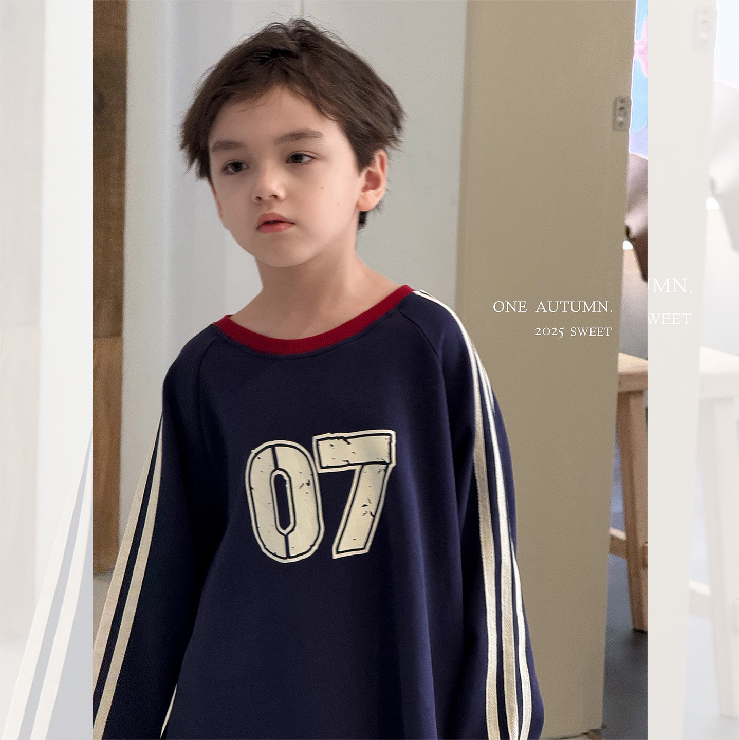 虾酱麻麻纯棉撞色字母卫衣