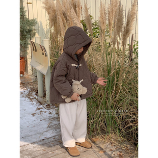 虾酱麻麻男童棉服冬装 宝宝棉袄洋气连帽加厚儿童夹棉外套 2024新款