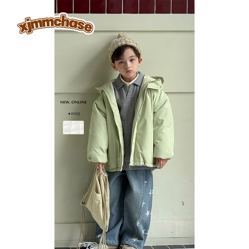虾酱麻麻绿色保暖棉服