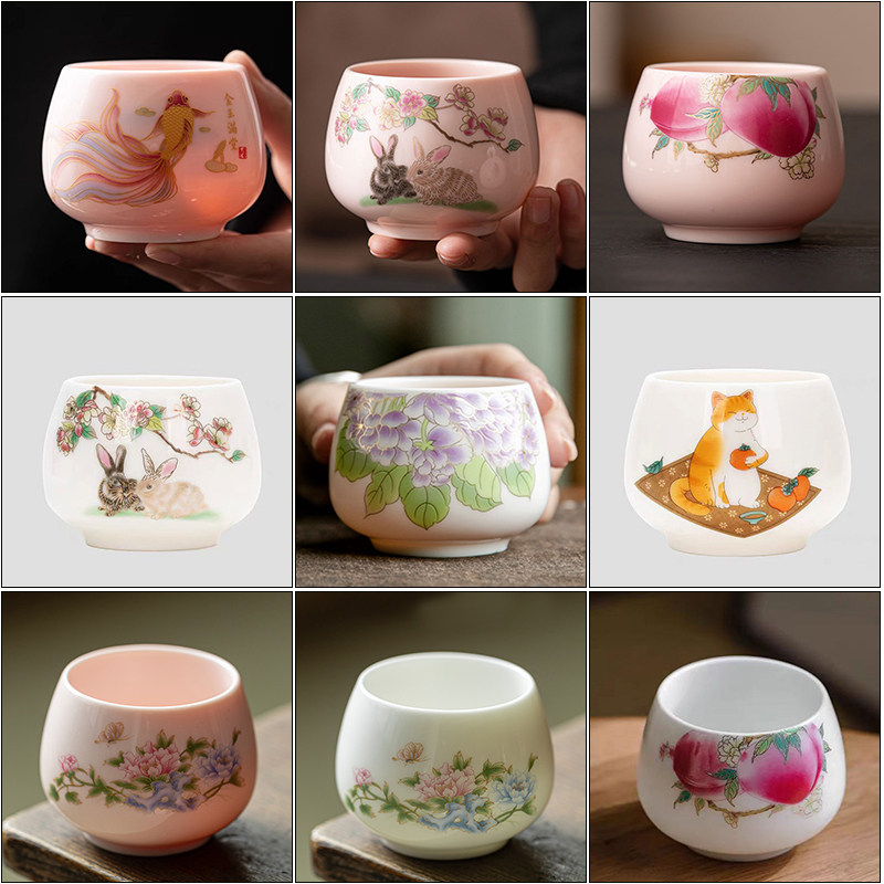 羊脂玉瓷茶杯主人杯品茗杯