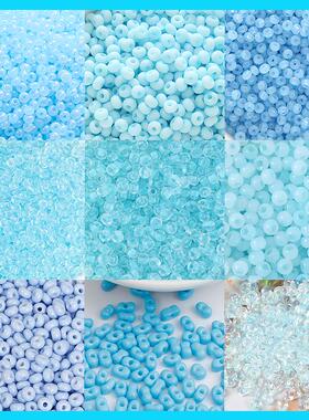 蓝色系米珠超优3A国产玻璃珠子DIY串珠散珠饰品配件手链项链材料