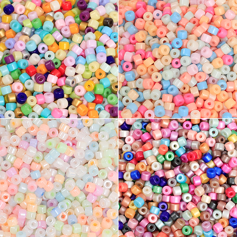 圆柱玻璃饰品DIY混彩手链米珠