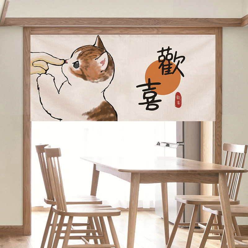 厨房隔断帘家用免打孔半帘短帘
