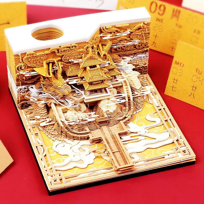 故宫紫禁城3d便签手撕古风创意纸雕日历便签摆件周历立体生日礼物