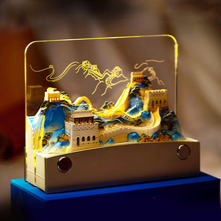 2026夜长城手撕纸雕日历立体便签摆件灯北京故宫文创千里江山礼物