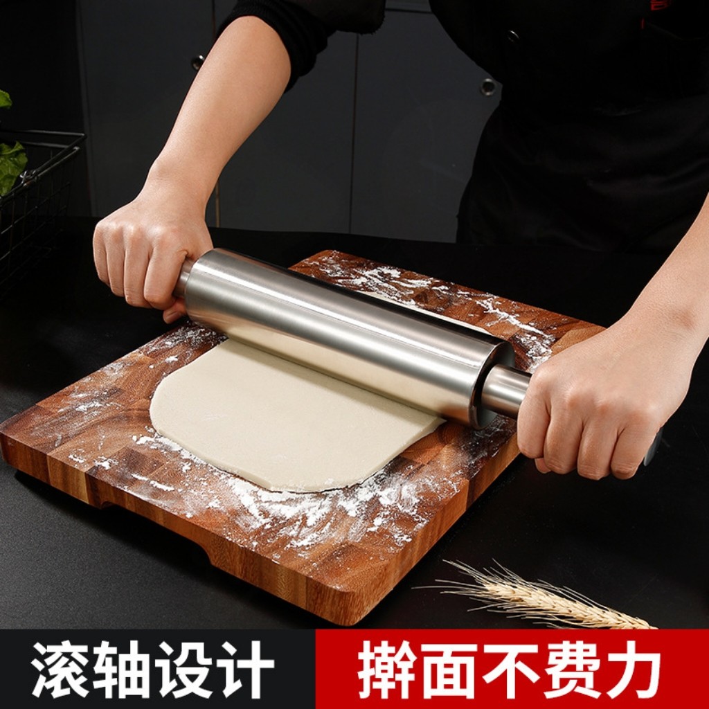 304不锈钢擀面杖加重家用商用大号擀面棍赶面棒滚轴走锤杆皮压面