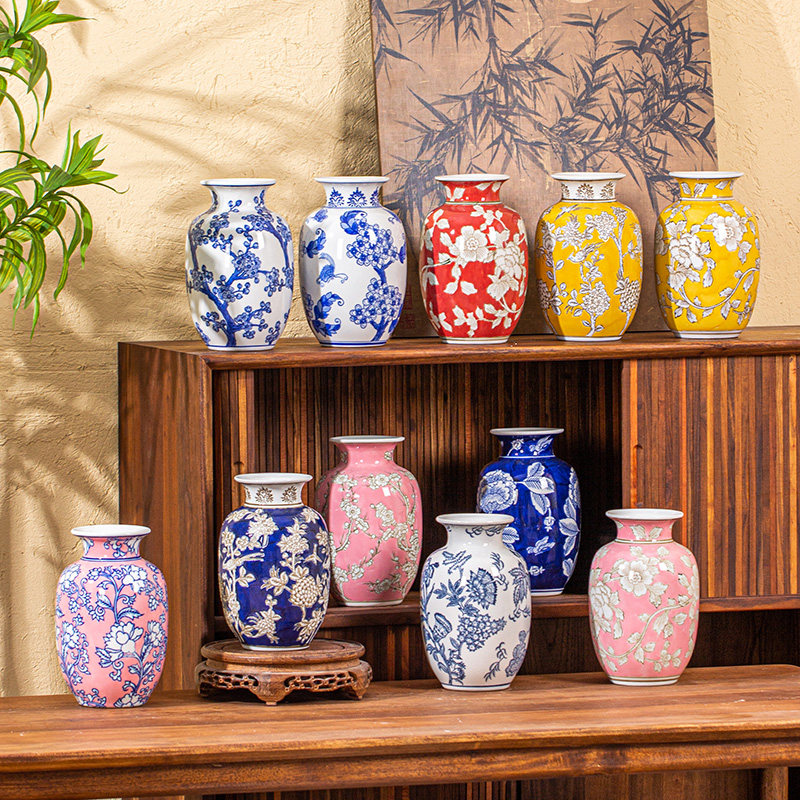 景德镇新中式青花瓷花瓶鲜花干花摆件花壶牡丹陶瓷家居装饰送礼,家居饰品,花瓶,淘宝优惠券,粉丝福利购,淘宝优惠卷