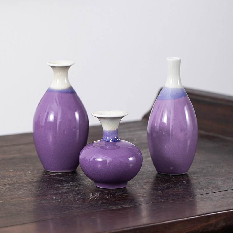 紫色窑变陶瓷花器新中式景德镇高温可水培桌面装饰品插花花瓶摆件,鲜花速递/花卉仿真/绿植园艺,花瓶,淘宝优惠券,粉丝福利购,淘宝优惠卷