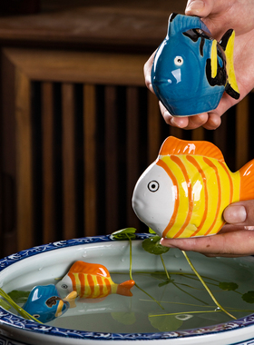 陶瓷鱼可漂浮可爱小于装饰品摆件