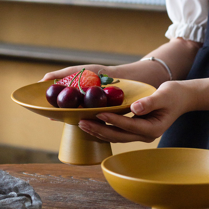 景德镇高温陶瓷果盘高足水果盘