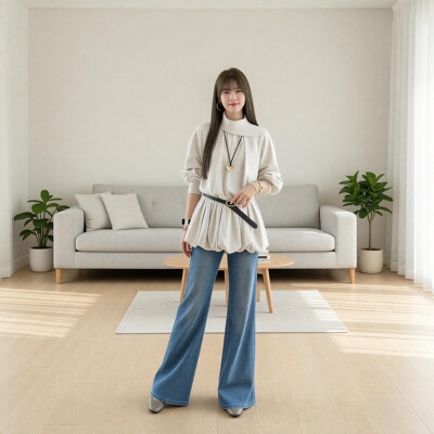 小众chic甜辣收腰显瘦衬衫连衣裙女春秋新款设计感别致花苞短裙子