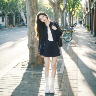 2026年春秋新款时尚休闲运动套装女高级感韩系卫衣外套短裙两件套