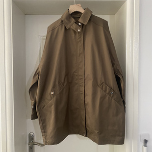 北欧TOT秋季 棉质简约挺括A字风衣夹克外套女宽松休闲百搭 新款