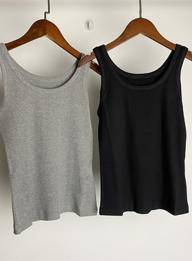 小禾夏季新款丝光棉螺纹工字背心吊带女打底内搭上衣遮副乳高弹力