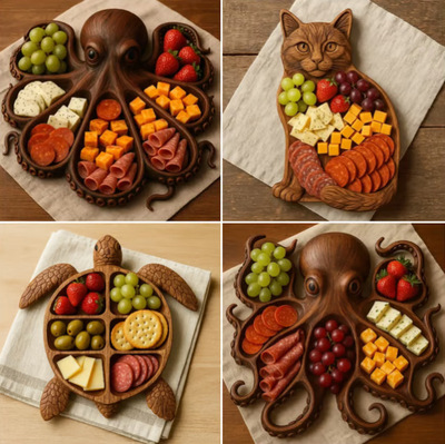 跨境亚马逊创意热销新 Octopus Charcuterie Platter章鱼熟食拼盘