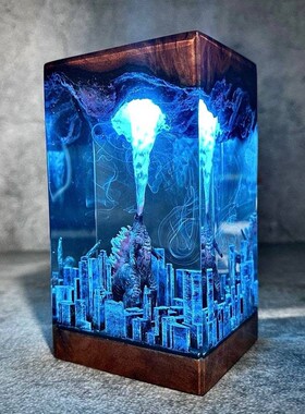 跨境哥斯拉环氧树脂灯Resin Gift Lamp个性原子呼吸怪兽树脂灯