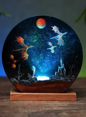 跨境Decorative resin lamp树脂灯冰龙和火龙个性化环氧树脂灯