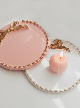 现货ins蜡烛垫底座家居收纳摄影摆件复古圆形托盘小蜡烛烛台