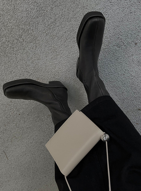 里里定制｜简约弹力羊皮女鞋方头厚底踝靴lemire!风格