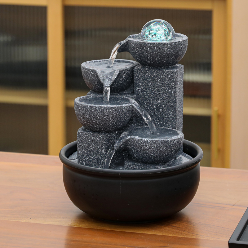 倒流水生财摆件循环喷泉水景时来运转风水轮玄关客厅乔迁开业礼品