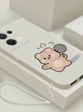 适用opporeno8手机壳新款液态硅胶reno8pro十保护套reno8pro+镜头全包防摔Rn8打球熊0pp0超薄简约男女款